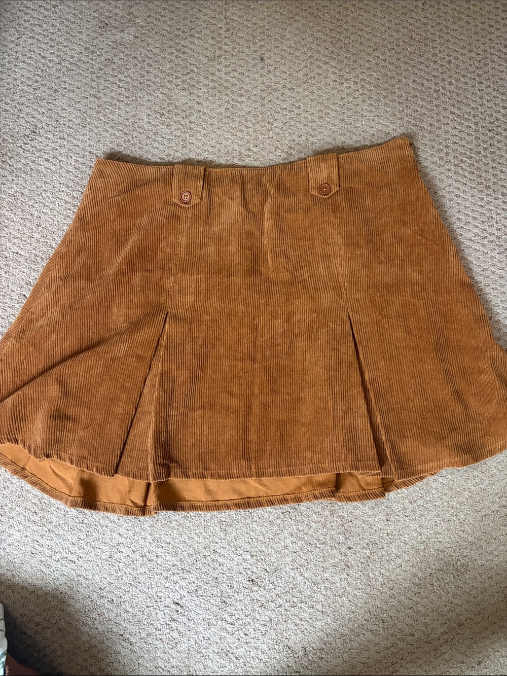 Modcloth Corduroy Pleated Skater Skirt in Rust